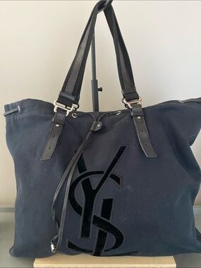 Yves Saint Laurent Black Canvas Rive Gauche Kahala Tote Bag